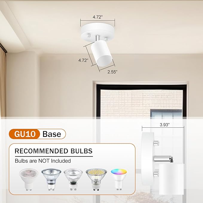 BoostArea LED Light Track Lighting Kit, Monopoint Sconce Adjustable Flush Mount Spot Light, Flexibly Rotatable Light Head for Kitchen, Living Room, Bedroom, GU10 Bulb Not Included, C0102