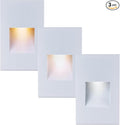 LED Outdoor Step Lights Indoor Stair Lights, 120V Dimmable 3000K/4000K/5000K 3 Color Selectable, 4W IP66 Waterproof, White Deck Lights for Steps Vertical, 3-Pack