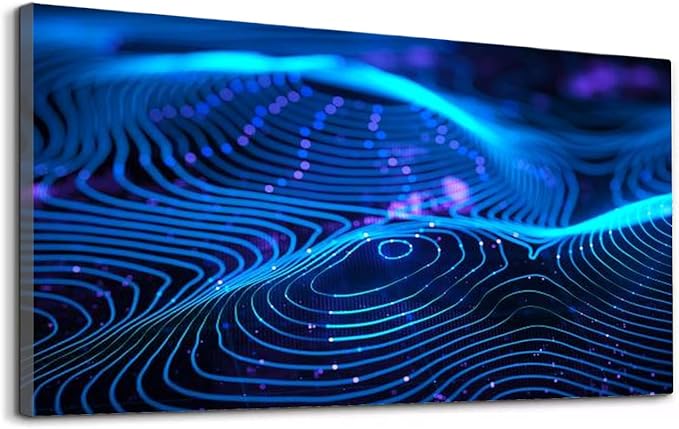 Wibinuki Wall Art Wall Decor Wall Paintings Da Flow And Technology. s of innovion, AI, cloud technology for Living Room Bedroom Bathroom Home Decor Can Be Hung Directly 20"x 40"