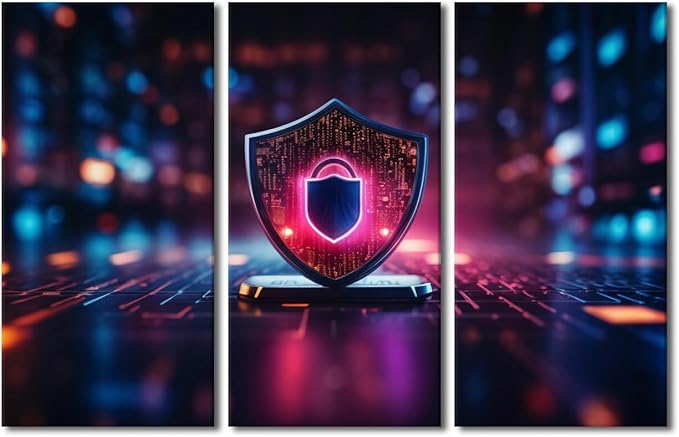 TUMOVO Wall Art for Living Room, Protect Business and Financial Transaction Data From Cyber Attack Pictures Print On Canvas Wall Art for Living Room Bedroom Wall Decoration, 60" Wx40 H