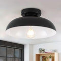 Black Semi Flush Mount Ceiling Lights, Industrial Ceiling Light 12 Inch Close to Ceiling Light Fixtures for Bedroom Entryway Kitchen Hallway Porch Foyer Bathroom Laundry Barn