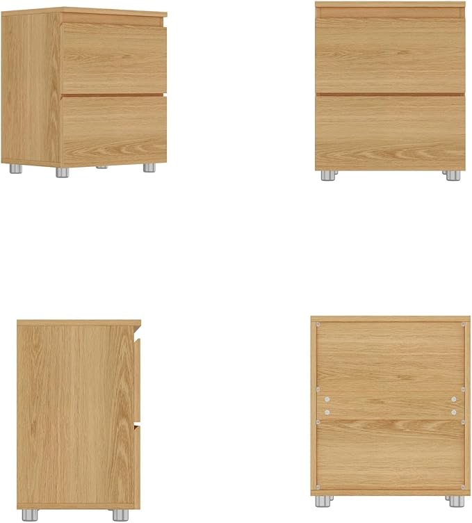 FAMAPY Modern Nightstand with 2 Drawers, Bedroom Storage Cabinet, Modern End Side Table, No Handle Design, for Living Room Natural 15.7”W x 11.6”D x 18.9”H