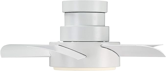 Modern Forms Vox Indoor and Outdoor 5-Blade Smart Flush Mount Ceiling Fan 26in Matte White with 3000K LED Light Kit and Remote Control, (FH-W1802-26L-MW)