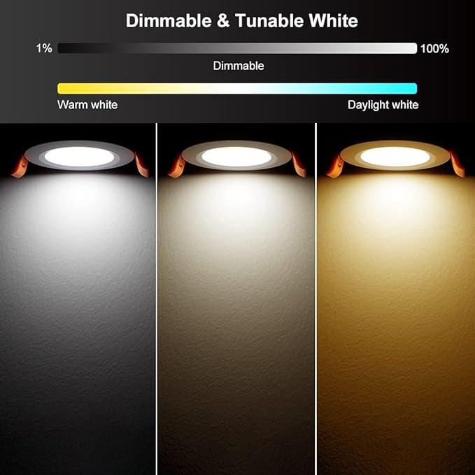 YGS-Tech Smart 3 Inch LED Recessed Lighting RGB WiFi Downlight, 5W Compatible with Alexa and Google Home, Dimmable RGB & CCT 2700-6500K Color Changing, 120V Ceiling Light with LED Driver (4 Pack)