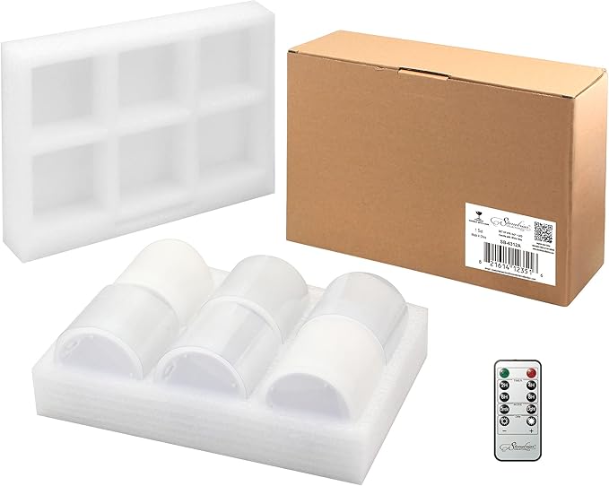 Stonebriar 3 Count White Real Wax 3x3 Flameless LED Pillar Candles with Remote and Timer