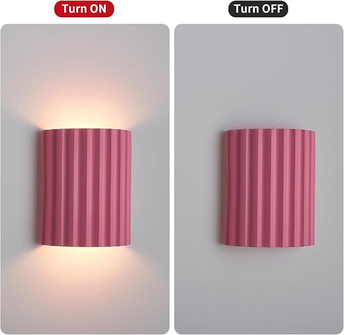 Pink Gypsum Modern LED Wall Sconces Wall Lighting Set of 2, Indoor Hardwired Walls Mount Light Fixtures Up Down Lamp for Hallway Bedroom Living Room Dining Room【Bulbs Included】