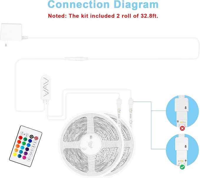 RGBWW Bluetooth LED Strip Lights, 65.6ft Tunable White 3000K to 6500K+RGB Led Light Strips, Music Sync Color Changing Indoor LED Rope Lights for Cabinet, Bedroom,2 Roll of 32.8ft