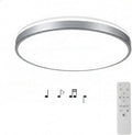 HOREVO LED Bluetooth Ceiling Light with Speaker Remote Control‌ Dimmable RGB Color Changing, Modern Flush Mount for Living Room, Bedroom, Kitchen, Laundry，Silver 16inch