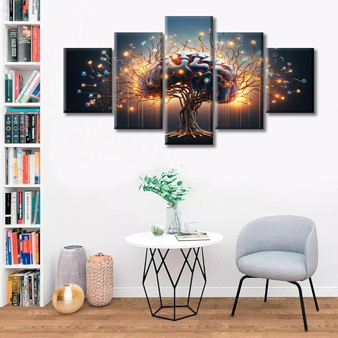 Nervous System Canvas Prints Artificial Intelligence and Futuristic Technology Wall Art Paintings Art Posters Pictures for Living Room Modern Home Decor Framed Wall Art Decorations, (60"Wx32"H)
