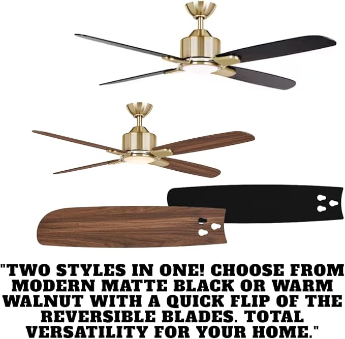 LYTIO Chelia 56 in. Indoor Gold LED Ceiling Fan with Reversible Blades and Color Changing Technology, Integrated LED