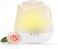 Earnest Living Rose Essential Oil Diffuser 150ml – Mini Ultrasonic Aromatherapy Humidifier for Bedroom & Desk, Quiet Mist, USB Powered, 7-Color Night Light, Valentine's Gift for Women – Solid White