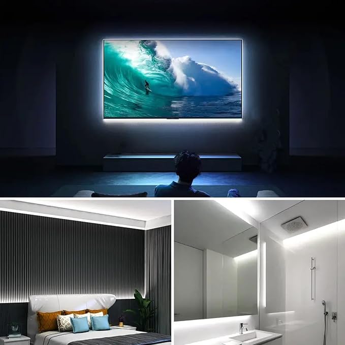 24V COB LED Strip, LED Strip for Bedroom, Touch Dimmable LED Strips, White LED Light Strip, COB Flexible Light for Bedroom Cabinet Vanity Mirror DIY Lighting