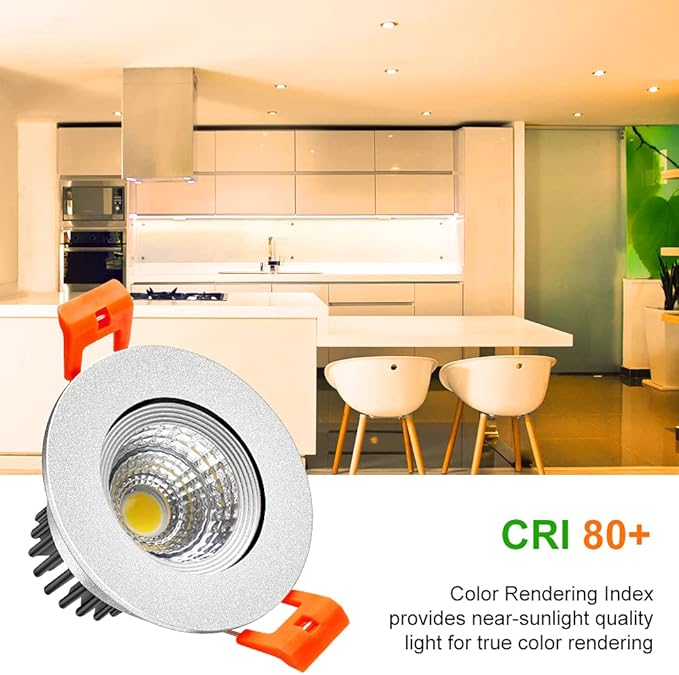 LightingWill 2inch LED Dimmable Downlight, 3W COB Recessed Ceiling Light, Ultra Warm White 2700K, CRI80, 25W Halogen Bulbs Equivalent, Silver(4 Pack)