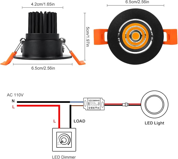 inShareplus 2 Inch LED Downlight, 3W Recessed Lighting 220LM COB Dimmable, 3000K Warm White, CRI80, Black Trim, LED Ceiling Lights with Driver, 12 Pack