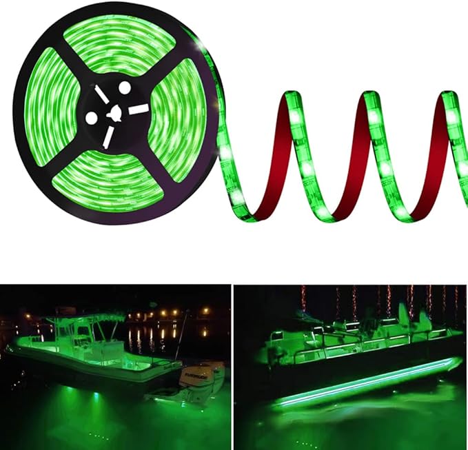Pontoon Led Boat Lights, 12V 20FT Marine Led Strip Lights, Waterproof Boat Interior Light, Boats Deck Light, Night Fishing Lighting with Extension Cable for Boats (Green)