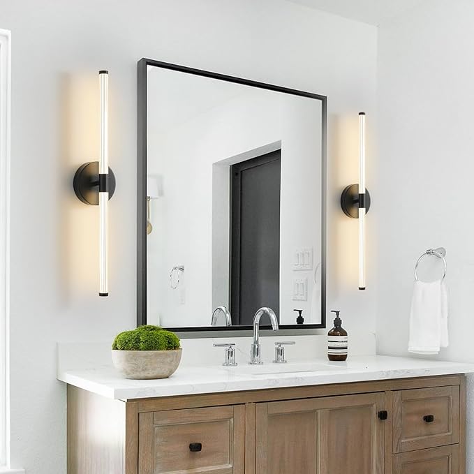 Wall Sconces Set of Two Matte Black LED Wall Lights Modern Linear Sconces Lighting Indoor Sconces Wall Decor Set of 2 Mounted Lamp for Living Room Wall Scones, Wall Lights Set of 2