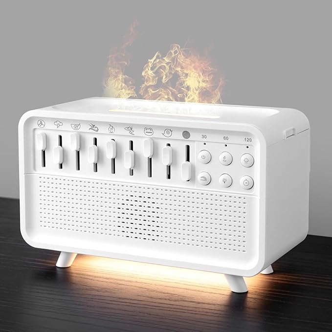 4-in-1 White Noise Sleep Sound Machine with Humidifier, Diffuser, Bluetooth Speaker & Night Light, 8 Natural Sounds, USB Powered, Timer, Sound Machine for Sleeping Adults and Baby, Bedroom, Yoga