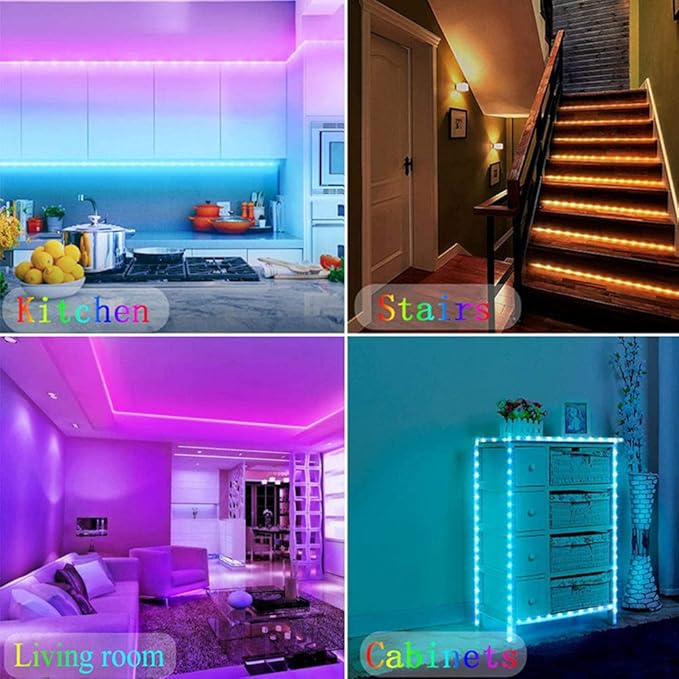 Smart Wi-Fi RGB LED Strip Lights, Music Synced, Color Changing with Remote, App Control for Bedroom Home TV Bar (32.8 FT)