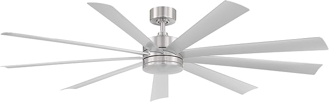 Wynd XL Smart Indoor and Outdoor 9-Blade Ceiling Fan 72in Stainless Steel with 3500K LED Light Kit and Remote Control worksworks with Alexa and iOS or Android App