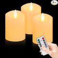 3x4 inch Flameless Candles: Realistic Flameless LED, Battery-Powered Pillar Candles with Remote & Timer, Fake Candles for Fall Decor, (Ivory, 3"*4"-3pcs)