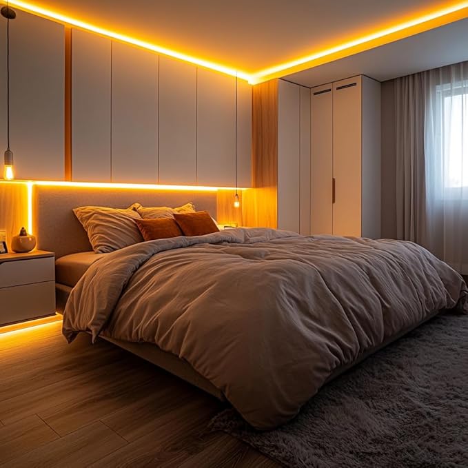 LED Strip Lights 24V COB LED Yellow Super Bright Gold LED16.4ft Dotless High Density 14W/m, 8mm Width Cuttable Flexible for Home DIY led Yellow Commercial decoration projects (No Power Supply)