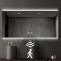 36" H x 48" W LED Bathroom Mirror, Infrared Motion Sensor Vanity Mirror with 3-Color Top & Bottom Backlit Lights, Stepless Dimmable Wall Mirror with Anti-Fog, Rectangular, UL-Listed