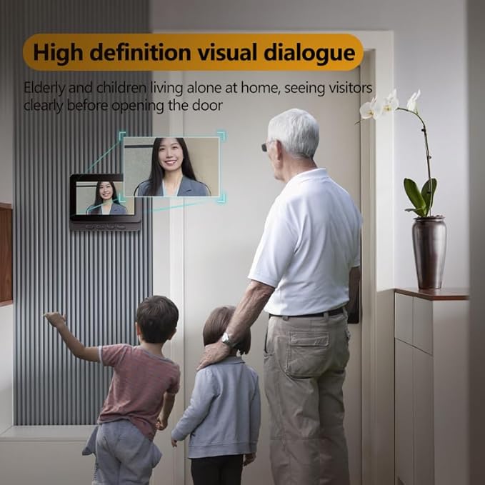 Doorbell Camera Wireless No Subscription 1080P, Waterproof Door Bell Camera with Monitor Screen Free Storage NO WiFi and APP Needed, Video Intercom Two-Way Audio, 170° View Angle,Night Vision