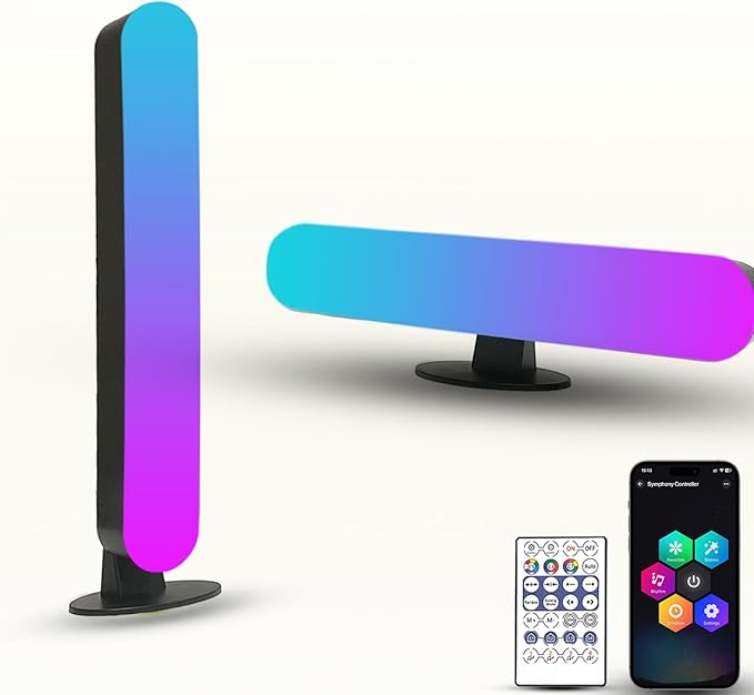 Dual RGB Light Bar, USB Powered LED Ambient Lighting with APP & Remote Control, Smart Mood Light Bar with Music Sync for Gaming Desk, TV Backlight, Streaming Setup, Bedroom Decor