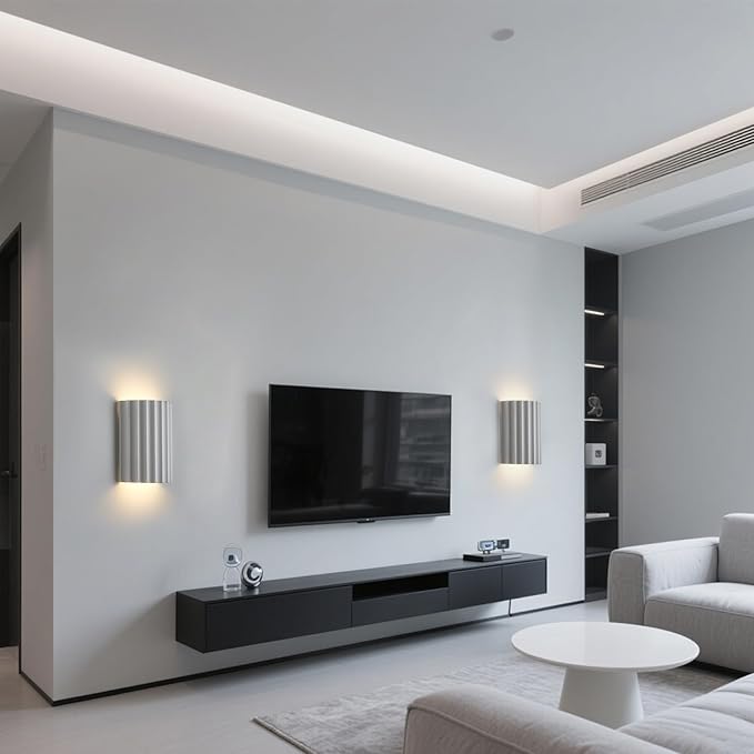 White Gypsum Modern LED Wall Sconces Wall Lighting Set of 2, Indoor Hardwired Walls Mount Light Fixtures Up Down Lamp for Hallway Bedroom Living Room Dining Room【Bulbs Included】