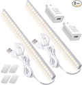 2Pack LED Under Cabinet Light LED Light Bar with USB Powered Under Cabinet Lights for Closet Light Bar Under Counter Lighting Work Tables Student Dormitory (Include AC Plug)
