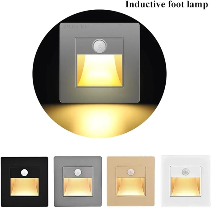 4 Pack LED Motion Sensor Night Light Infrared Human Body Induction Lamp, Recessed Stair Lights Indoor, Night for Hallway, Stairway, Bathroom, Bedroom, Kitchen