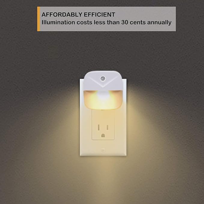 Uigos LED Night Light Plug in with Dusk to Dawn Sensor, Auto On Off Nightlight for Bedroom Bathroom Hallway Stairs Kitchen, Warm White Glow, Energy Efficient, Safe for Kids Elderly, 6 Pack
