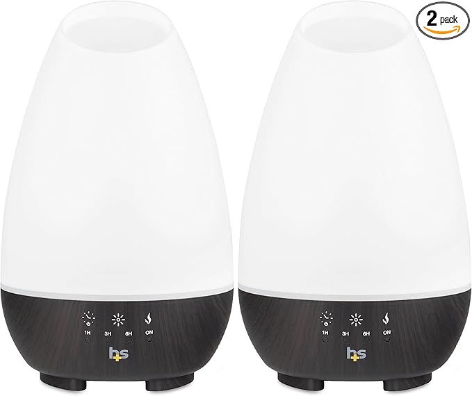 HealthSmart Essential Oil Diffuser, 500ML, Large Room Coverage | Adjustable Timer | Multiple Mist Modes | 7 LED Colors | Pack of 2