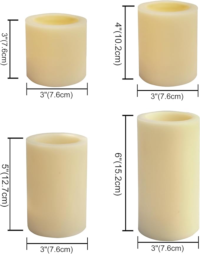 CANDLE CHOICE Battery Operated Flameless Candles with Timer Real Wax Realistic Flickering Electric LED Pillars Decorative Lights for Home Wedding Halloween Thanksgiving Christmas Decorations 4 Pack