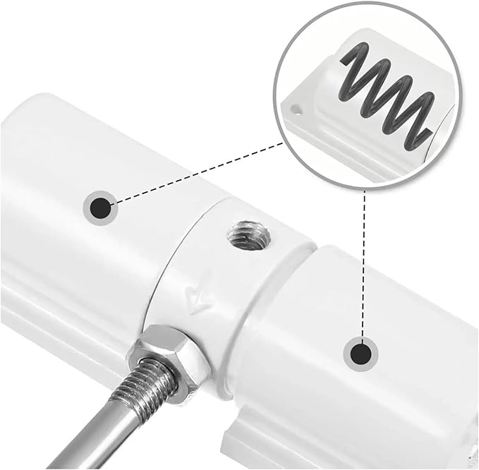 Automatic Adjustable Closer Surface Mounted Heavy Duty Safety Spring，Compatible for Interior Exterior Black Door(White B)