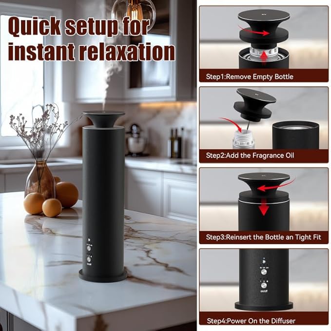 Waterless Diffuser Machine Scent Air Machine Covers 1800 Sq Ft for Home Diffusers Essential Oil Diffusers Studio Scent Diffuser Large Room Fragrance App Remote Control Capacity 3.5 Oz Ancient Silver