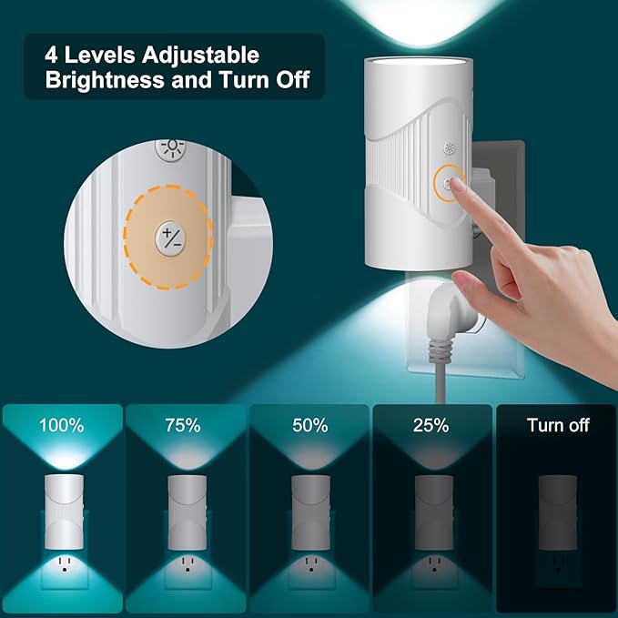easuntec Night Light, Night Lights Plug into Wall, Color Changing Night Light, Dusk to Dawn Sensor, 8 Light Modes, Dimmable RGB Night Lights for Bedroom Bathroom Hallway Kitchen Stairs (RGB,2 Pack)