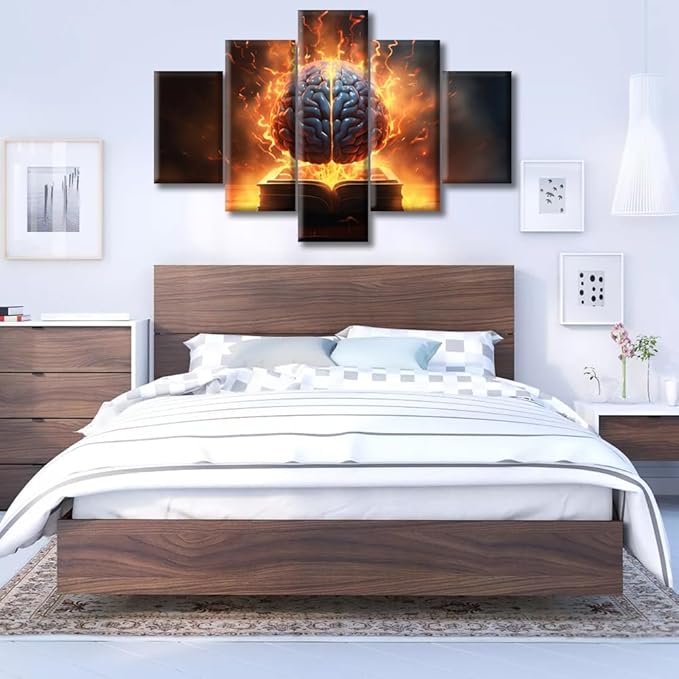 Artificial Intelligence Canvas Wall Art Abstract Human Brain Wall Art for Living Room Brain Pictures for Bedroom Modern Home Decor Office Bathroom Decor Artwork Framed Ready to Hang (60"Wx40"H)