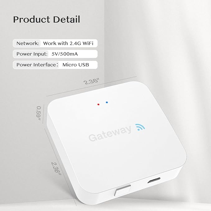 WiFi Gateway for YR01 YR05 Smart Lock with Handle,Compatible with Nice Digi App, Remotely Control Keyless Entry Door Lock,Compatible with Alexa to Voice Control Smart Door Lock