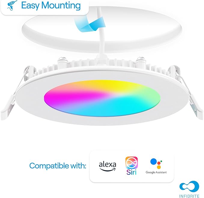 INFIBRITE 4 Inch WiFi Smart 9W 810LM Recessed LED Ceiling Light, Alexa/Google, Wet Rated (24 Pack)