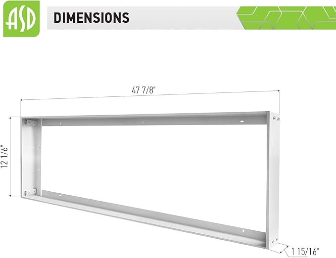 ASD 1x4 Surface Mount Frame for LED Flat Panel Light - Aluminum Surface Mounting Bracket Kit for Drop Ceiling - Low Profile Back-Lit Panels Mount Kit, White