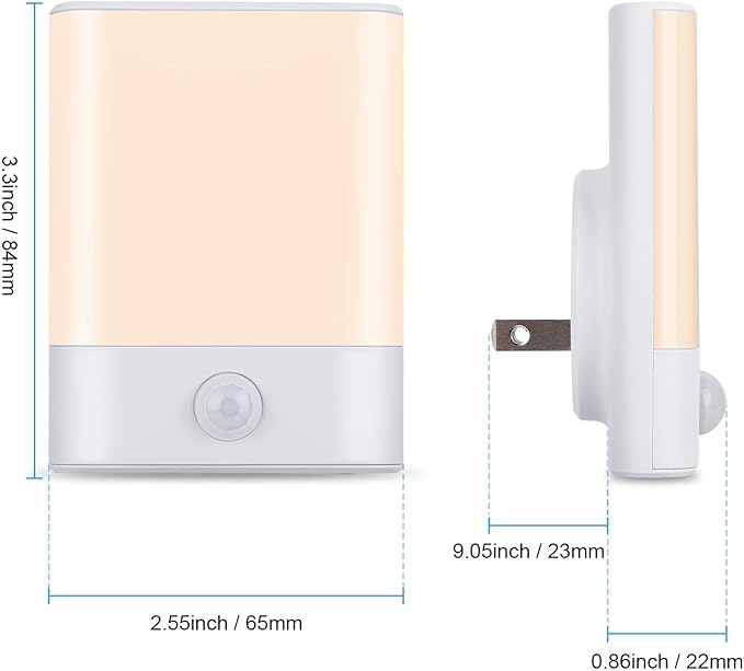 LED Night Light Plug in, Motion Sensor Night Light with Adjustable Brightness 3 Lighting Mode AUTO/ON/Off for Children, Bedroom, Hallway Light, 4-Pack