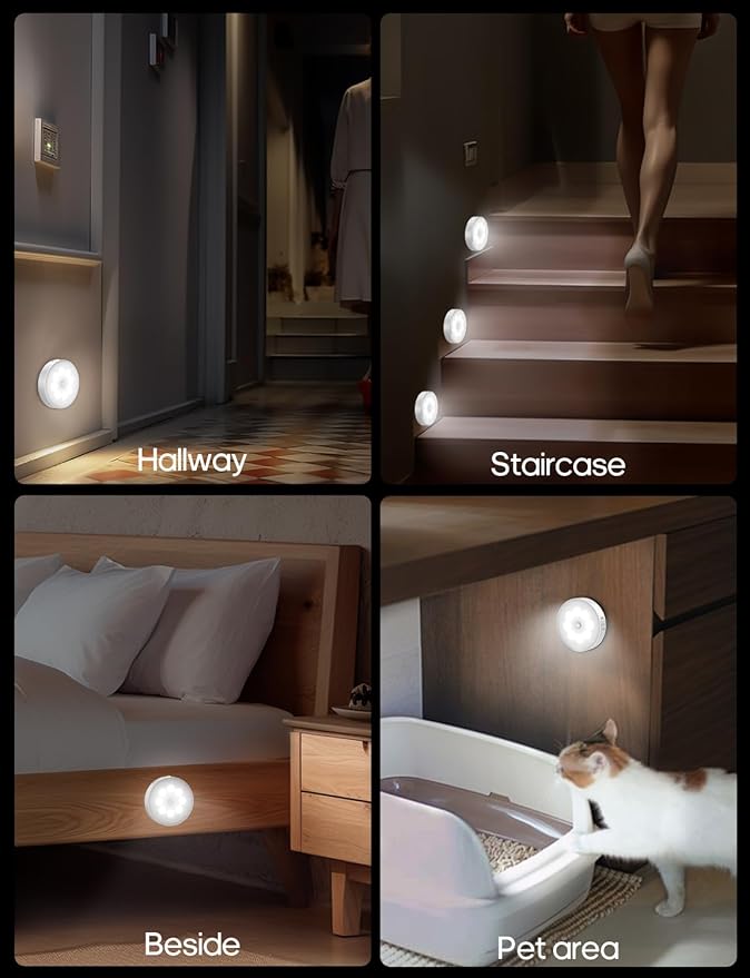 Led Under Cabinet Lights, Motion Sensor Rechargeable Light, 1000mAh Puck Lights with IR Remote, Under Counter Lights for Kitchen,cabinets,Closet,Stairs Indoor