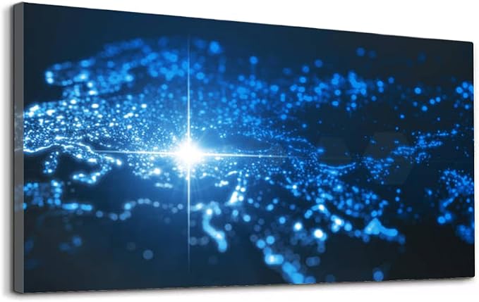 Wibinuki Wall Art Wall Decor Wall Paintings power of turkey, energy beam on istanbul. dark map illumined for Living Room Bedroom Bathroom Home Decor Can Be Hung Directly 20"x 40"
