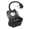 Outdoor Timer Outlet Waterproof, 24 Hour Mechanical Light Timer Outdoor, 2 Grounded Outlets for Home and Garden, 15A 1/2HP, Heavy Duty, ETL Listed (1 Pack) (1 Pack)