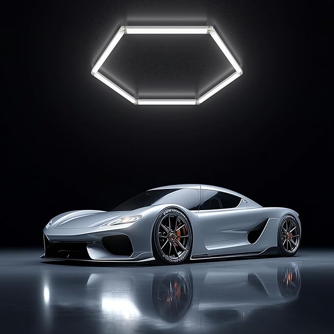 Hexagonal Garage Lights, Ultra-Bright Garage Ceiling LED Lights, 1-Pack 6500K, Suitable for Gyms, Basements, Warehouses, Auto Detailing Shops, Showrooms