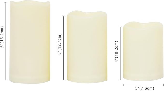 CANDLE CHOICE Waterproof Outdoor Battery Operated Flameless Candles Flickering Plastic Resin Electric LED Pillar Lights for Lantern Patio Garden Wedding Halloween Christmas Decorations 3x4”5”6” 3 Pack
