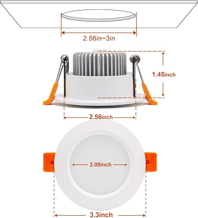 YGS-Tech 3 Inch LED Recessed Lighting, Dimmable Downlight 5W(40W Halogen Equivalent), CRI80, 4000K Natural White, Ceiling Light with LED Driver(4 Pack)