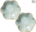2Pcs Ceramic Jewelry Dish - Lotus Leaf Shape, for Ring Holder Necklace Small Key, Suitable for Mother Friend Sister, Gifts for Women, Cute Plate Trinket Tray, Home Decor (Green-2PCS)
