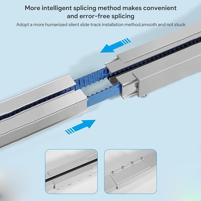 Automatic Curtain Opener, KNX Motorized Curtain Track Kit for S-Fold Ripple Fold Curtains, Pre-assembled Electric Rail for Smart Curtains, Support ETS6 & Remote (2 meters (78.7 inches))